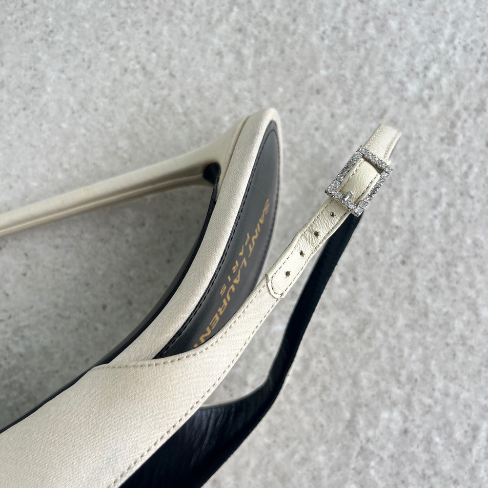 Saint Laurent Zoe Slingback Pump in Pale Sand - Picture 8 of 15